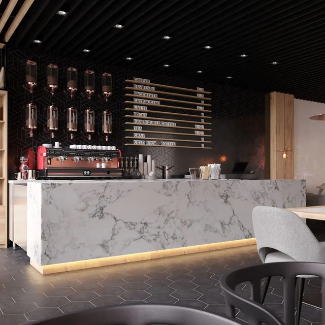 Tấm PVC vân đá trang trí quán cafe