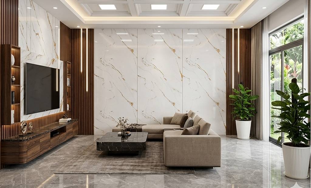 Tấm PVC vân đá được ưa chuộng nhờ đẹp sang trọng và giá thành hợp lý.